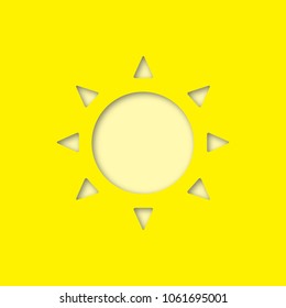 Sun paper cut out icon. Sunlight. Vector silhouette isolated illustration