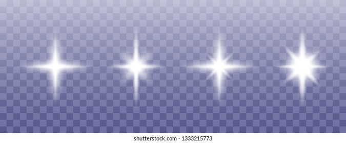 The sun particles and sparks with a highlight effect. Set of white bright stars. White lights sparkles isolated. Star explodes on transparent background. Vector illustration.
