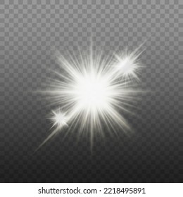 The sun particles and sparks with a highlight effect, color bokeh lights glitter and sequins. On a dark background transparent. Vector, EPS10