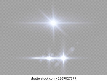 Sun particles and sparks with highlight effect. Blue lights bokeh glitter or sequins. Lens flare sparkles, shiny glowing stars. Transparent light flare. Glare, lines, explosion, vector illustration