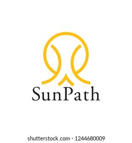 sun with path line art brand logo 