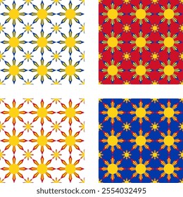 sun pattern background set. vector illustration