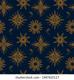 Sun pattern. Summer yellow, orange background. Sunshine print design ornament. Solar funny wallpaper. Abstract childish sunny  pattern. Sun texture decoration. Bright backdrop. Vector illustration