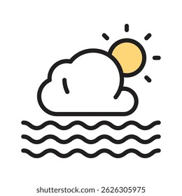 A sun peeking through clouds, representing partly cloudy weather vector design