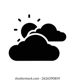 A sun peeking through clouds, representing partly cloudy weather vector design