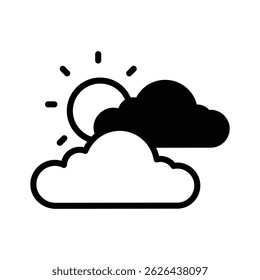 A sun peeking through clouds, representing partly cloudy weather vector design