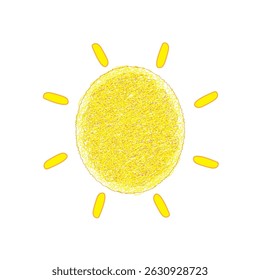 Sol con el golpe de la pluma. sol dibujado a mano aislado en el fondo blanco.