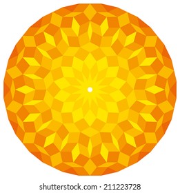 Sun From A Penrose Pattern - Sun in from of a Penrose pattern, a specific geometric figure in mathematics. Non-periodic tiling generated by an aperiodic set of prototiles. Illustration.