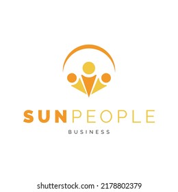 Sun people icon logo design inspiration