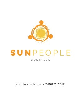 Sun People Icon Logo Design Template