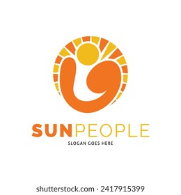Sun People Icon Vector Logo Template Illustration Design