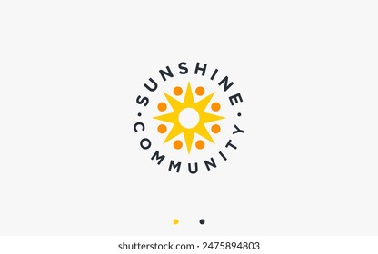 sun people logo design vector silhouette illustration