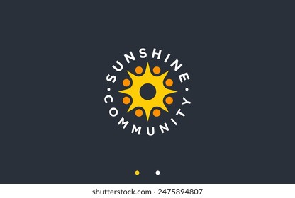 sun people logo design vector silhouette illustration