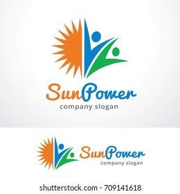 Sun People Power Logo Template Design Vector, Emblem, Design Concept, Creative Symbol, Icon