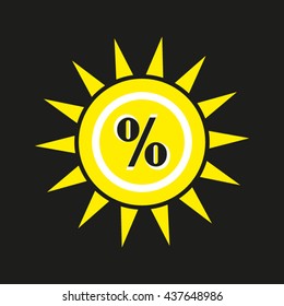 Sun percentage summer, vector illustration