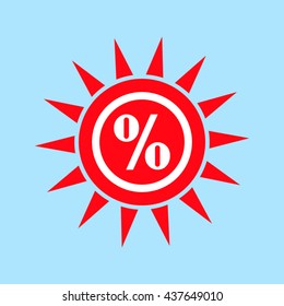 Sun percentage summer, vector illustration