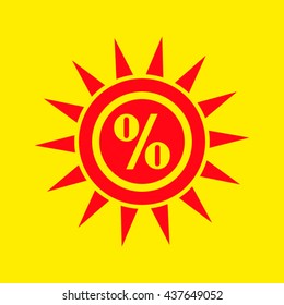 Sun percentage summer, vector illustration