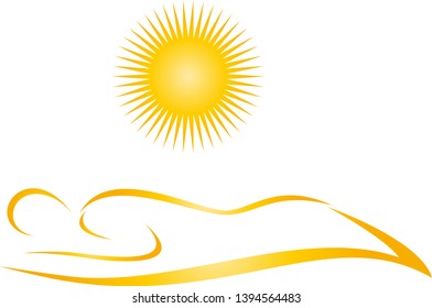 Sun and person colored logo
