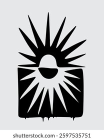 Sun phoebus tattoo style monochrome ink artwork clip art vector illustration t shirt sticker print art editable