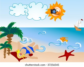 The sun photographs the fat women on the beach