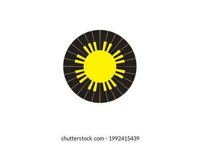 Sun Piano Logo. Combination of Piano and sun, unique and abstract. Very suitable for musical instrument icons, musical instrument stores, industry, t-shirts and others
