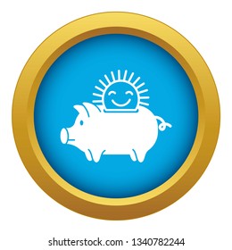 Sun piggybank icon blue vector isolated on white background for any design