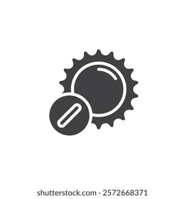 A sun with a pill vector icon. filled flat sign for mobile concept and web design. Daytime Pain Relief glyph icon. Symbol, logo illustration. Vector graphics