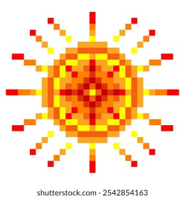 Sun in pixel art style