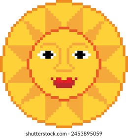 Sun pixel art vector image or clipart for background or project
