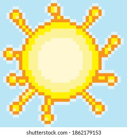The sun pixel art. Vector picture.