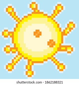 The sun pixel art. Vector picture.