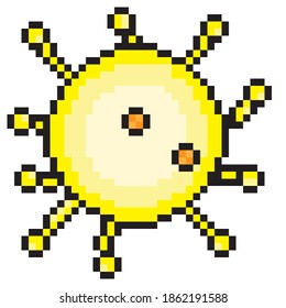 The sun pixel art. Vector picture.