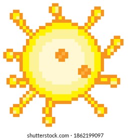 The sun pixel art. Vector picture.