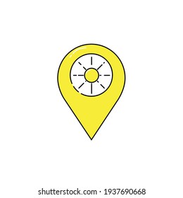 sun place sign vector Illustration, sun map sign icon design vector template, charging  vector icon flat design for website, symbol, logo, icon, sign, app, UI