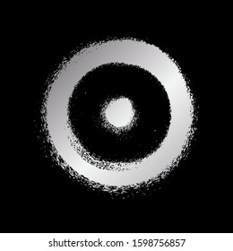 Sun planet sign. Silver paint sprayed icon. Vector illustration