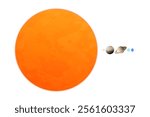 Sun and Planet Size Comparison Illustration of the Solar System. Size Proportion of the Sun Compared to the Planets Realistic Illustration.