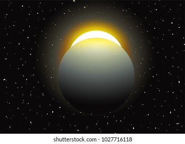 Sun and planet in the space