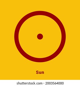 Sun. Planet symbol. Vector color sign. Astrological calendar. Jyotisha. Hinduism, Indian or Vedic astrology