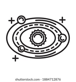 sun and planets around line style icon vector illustration design