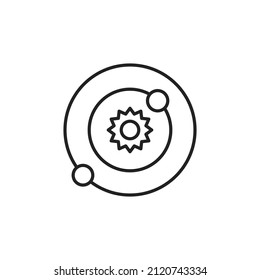 Sun and planets in orbit icon. High quality black vector illustration.
