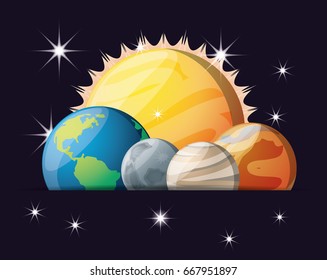 sun with planets of solar system in the universe