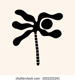 Sun and plant art. Folk rural rustic fairytale style, hygge and lagom design. Nordic scandi decor elements.