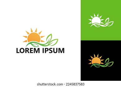 Vector de diseño de plantillas de logotipo de Sun y plantas