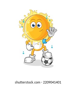 the sun playing soccer illustration. character vector