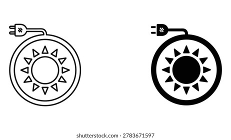 Sun with plug icon solar energy and power