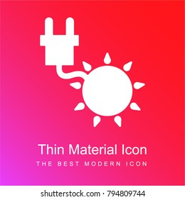 Sun with plug red and pink gradient material white icon minimal design