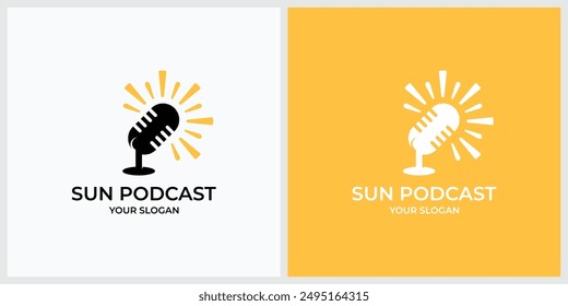 sun podcast logo premium elegant template vector