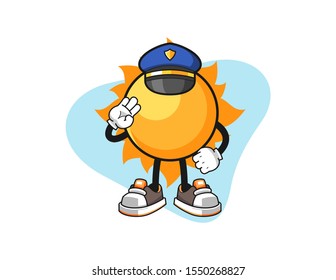 Sun police officer cartoon. Mascot Character vector.
