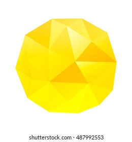 Sun  in polygonal  style on white background. Vector illustration.
