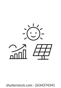 sun power generation,  sunny eco panel, doodle vector illustration 